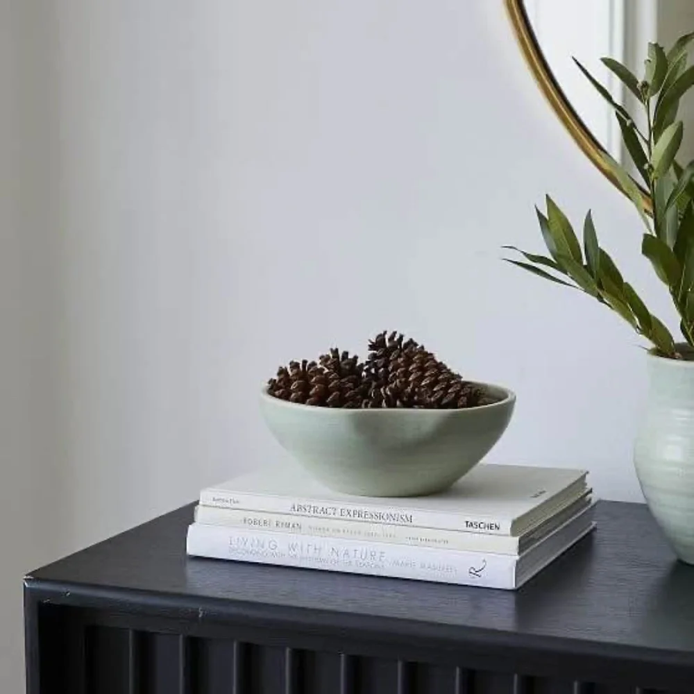 West Elm Sage Vase and Bowl Ceramic Set
